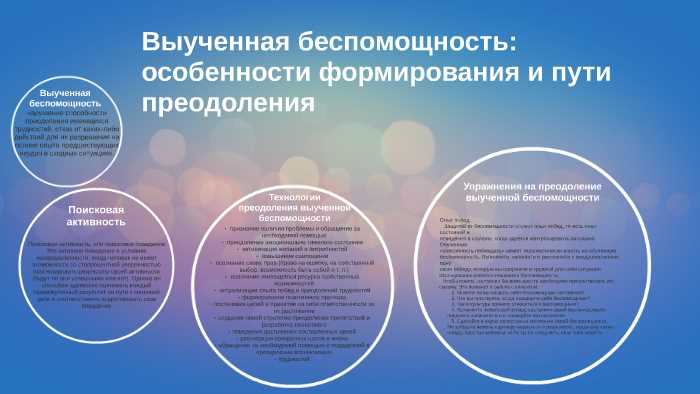 Как преодолеть выученную беспомощность: самый эффективный подход Признаки и проявления