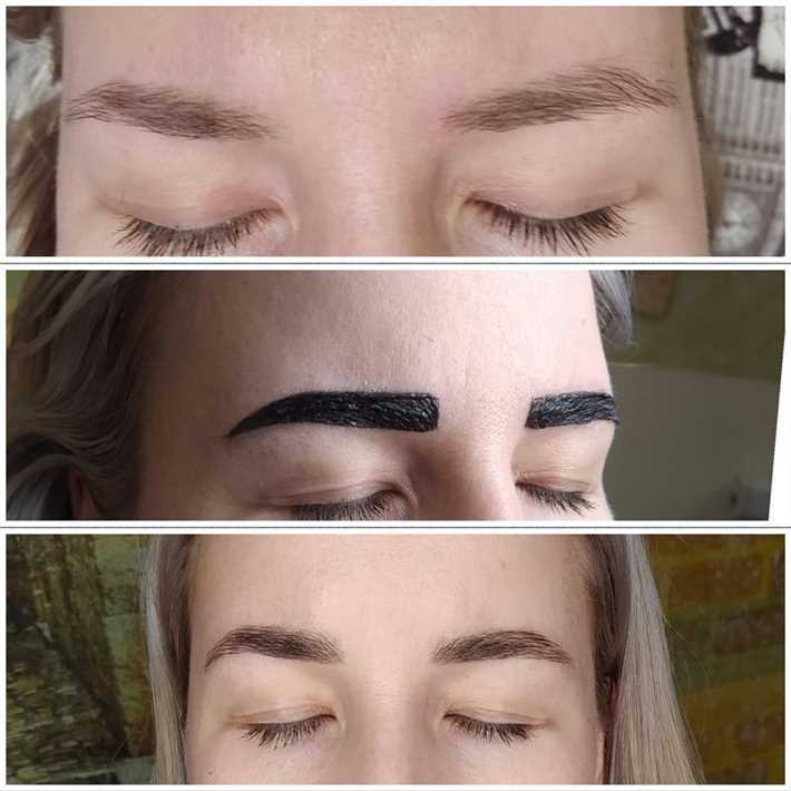 Шаги по окрашиванию бровей хной